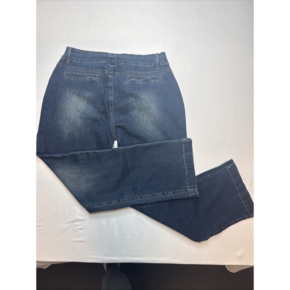 Flamingals Womens Wide Leg Jeans Dark Wash Double Button Stretch Denim Size M - Picture 9 of 10